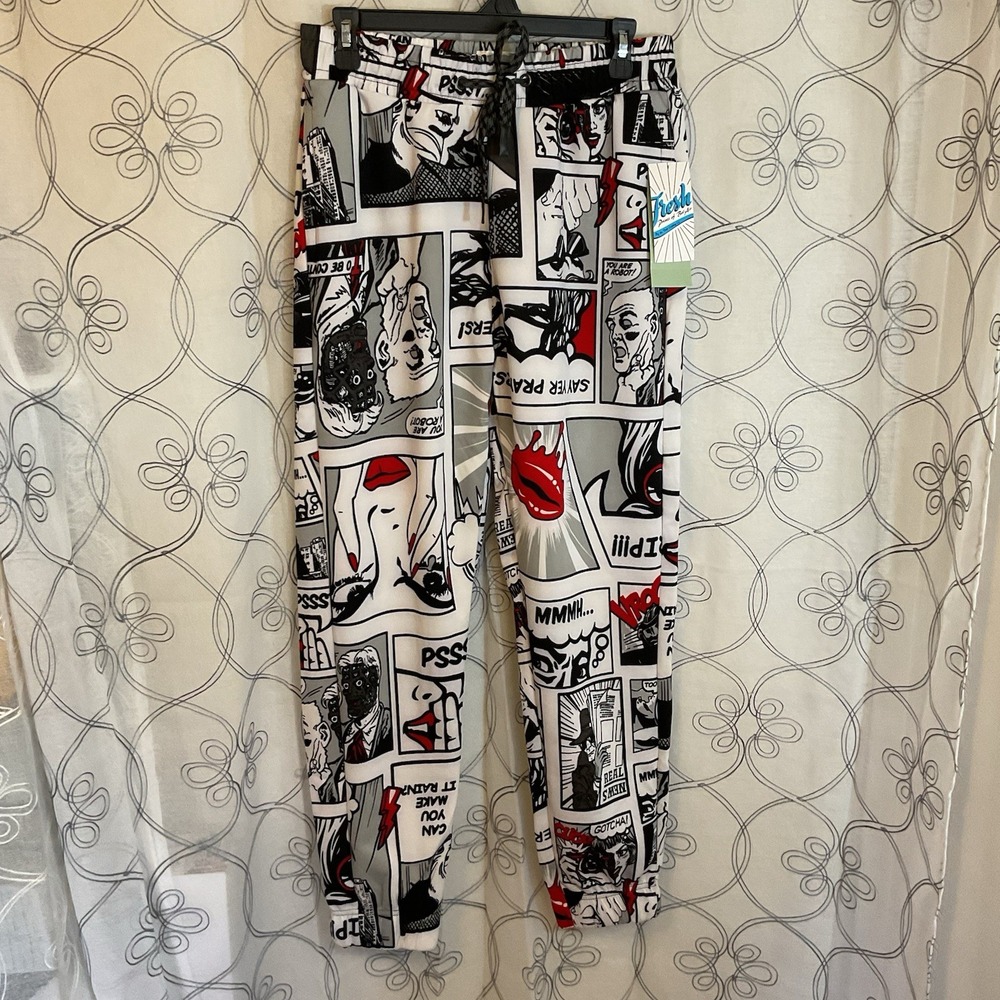 NWT Men's Comics-Joggers By Fresh‎ Prints-Size Medium-Front-Back Pocket